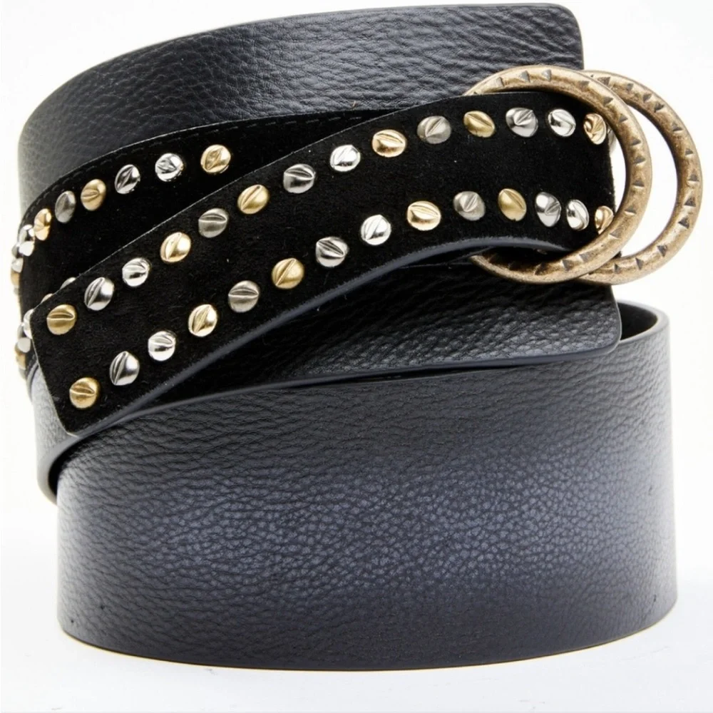 SOLD DO NOT BUY TY🚨🚨🚨Free People Mason Studded Black Belt M/L - Picture 7 of 9